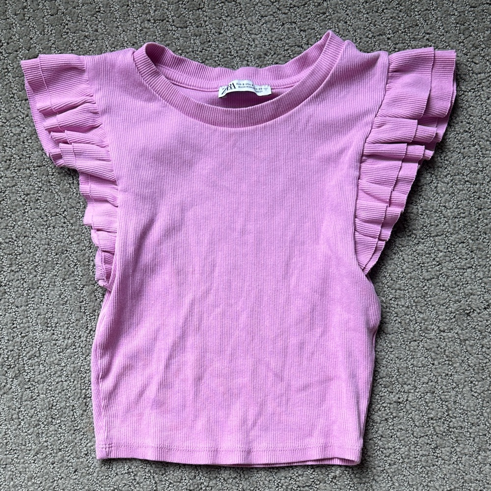 Zara Pink Ruffled Blouse